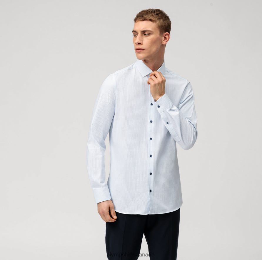 OLYMP Level Five 24/Seven Body Fit, Business Shirt, Modern Kent, Bleu H2P42H398 Clothing