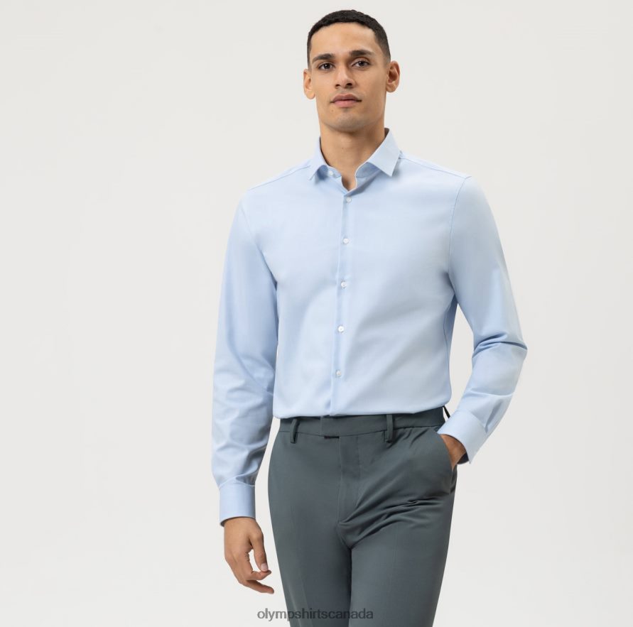 OLYMP Level Five 24/Seven Body Fit, Business Shirt, Modern Kent, Bleu H2P42H419 Clothing