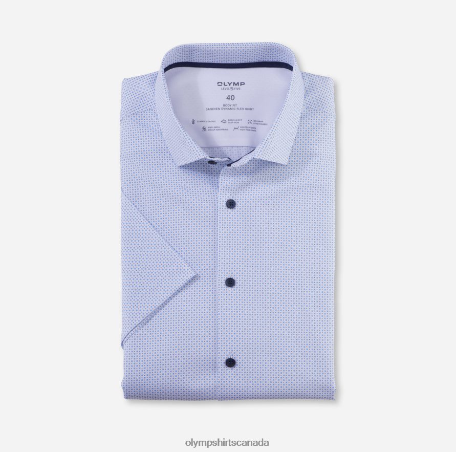 OLYMP Level Five 24/Seven Body Fit, Business Shirt, Modern Kent, Bleu H2P42H464 Clothing