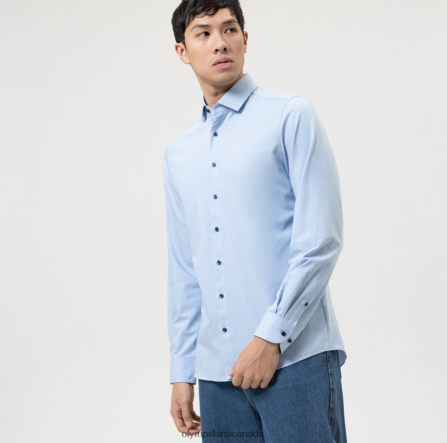 OLYMP Level Five 24/Seven Body Fit, Business Shirt, Modern Kent, Bleu H2P42H573 Clothing