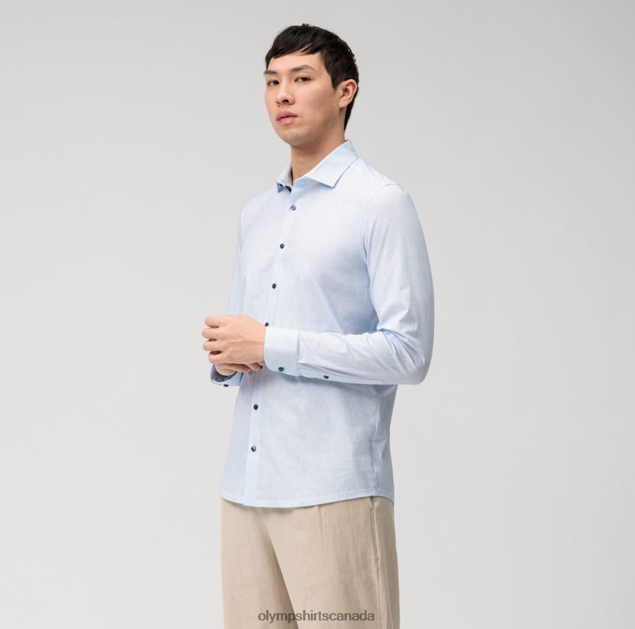 OLYMP Level Five 24/Seven Body Fit, Business Shirt, Modern Kent, Bleu H2P42H594 Clothing