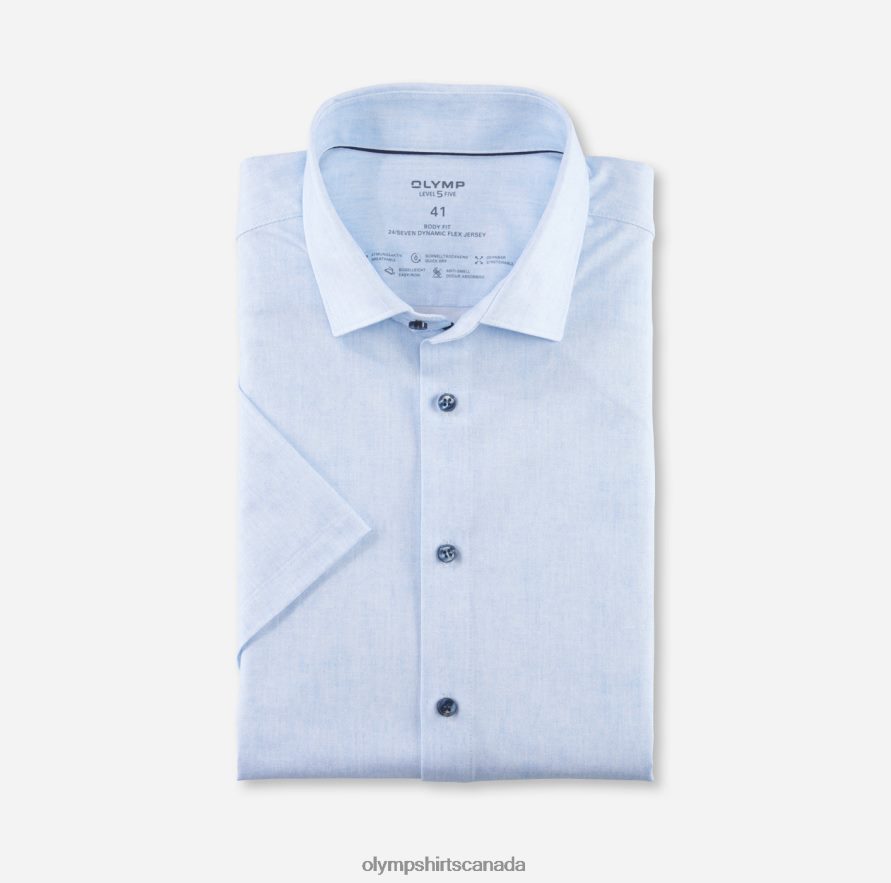 OLYMP Level Five 24/Seven Body Fit, Business Shirt, Modern Kent, Bleu H2P42H683 Clothing