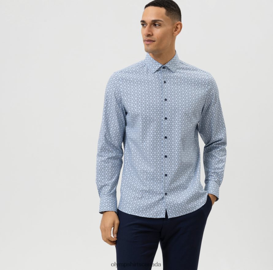 OLYMP Level Five 24/Seven Body Fit, Business Shirt, Modern Kent, Bleu H2P42H736 Clothing