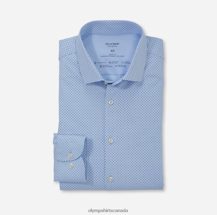 OLYMP Level Five 24/Seven Body Fit, Business Shirt, Modern Kent, Bleu H2P42H832 Clothing