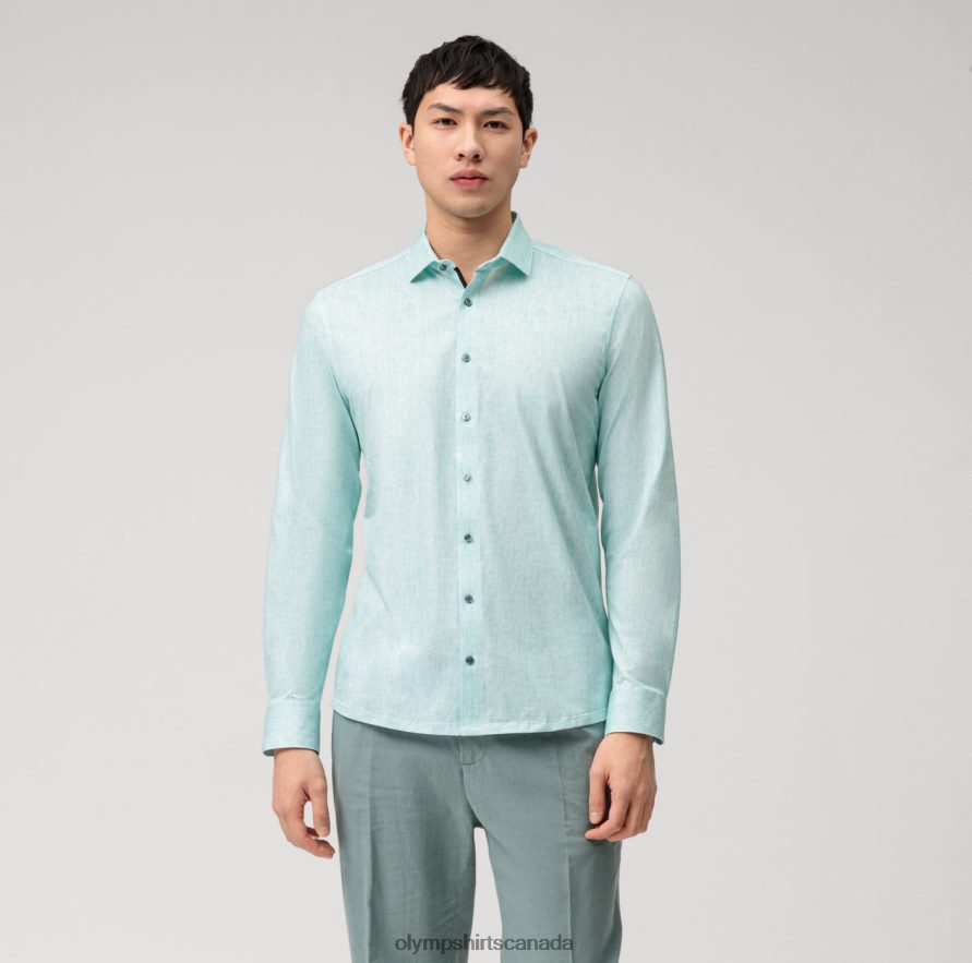 OLYMP Level Five 24/Seven Body Fit, Business Shirt, Modern Kent, Emerald H2P42H672 Clothing