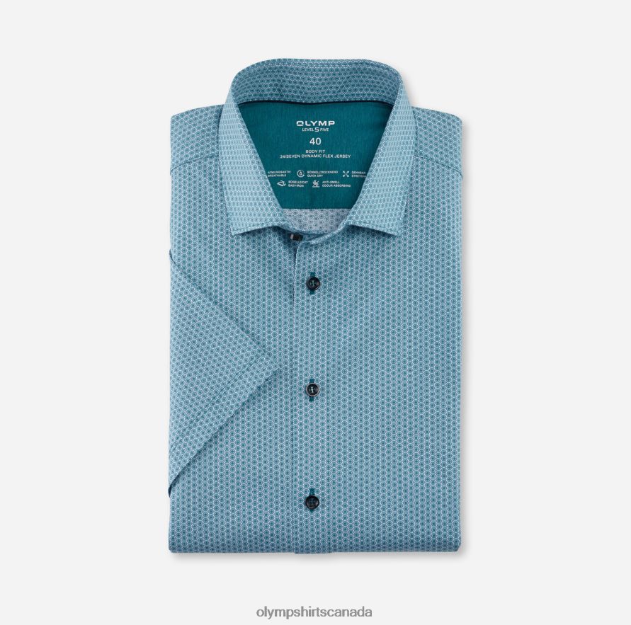 OLYMP Level Five 24/Seven Body Fit, Business Shirt, Modern Kent, Emerald H2P42H675 Clothing