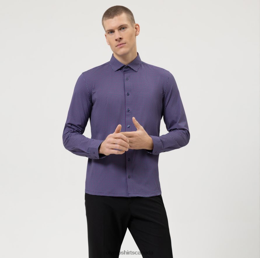 OLYMP Level Five 24/Seven Body Fit, Business Shirt, Modern Kent, Fuchsia H2P42H401 Clothing