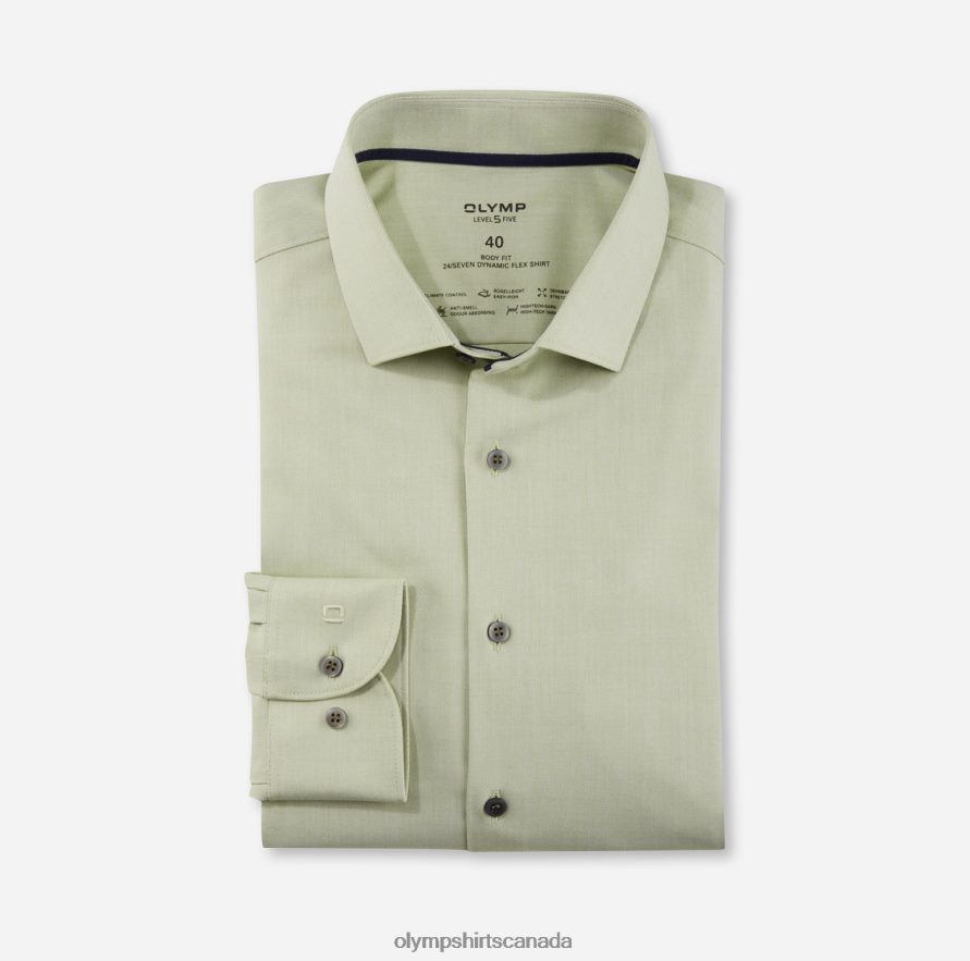 OLYMP Level Five 24/Seven Body Fit, Business Shirt, Modern Kent, Lime H2P42H630 Clothing