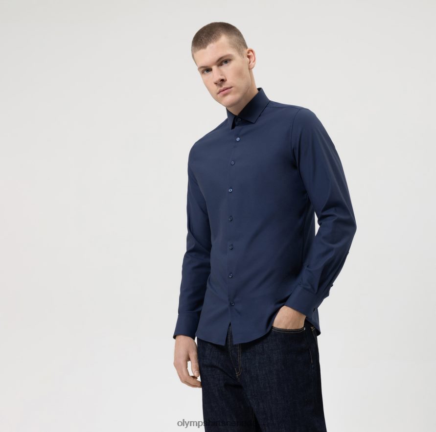 OLYMP Level Five 24/Seven Body Fit, Business Shirt, Modern Kent, Marine H2P42H410 Clothing
