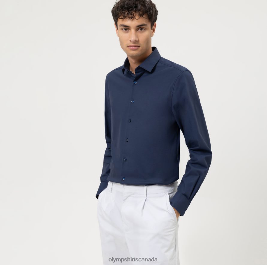 OLYMP Level Five 24/Seven Body Fit, Business Shirt, Modern Kent, Marine H2P42H480 Clothing