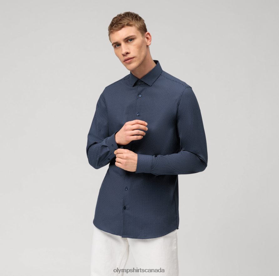 OLYMP Level Five 24/Seven Body Fit, Business Shirt, Modern Kent, Marine H2P42H486 Clothing