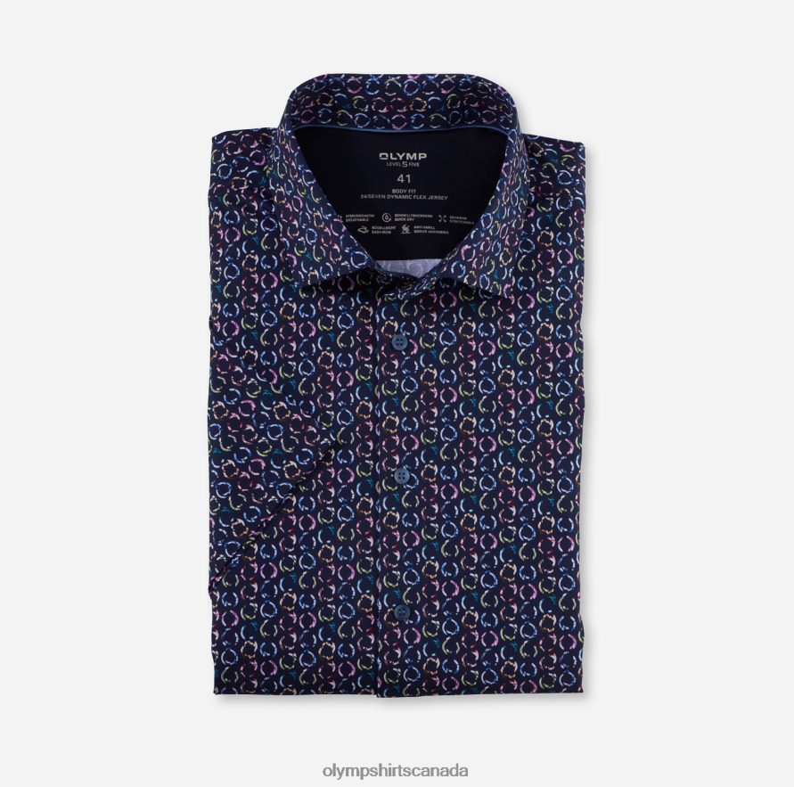 OLYMP Level Five 24/Seven Body Fit, Business Shirt, Modern Kent, Marine H2P42H708 Clothing