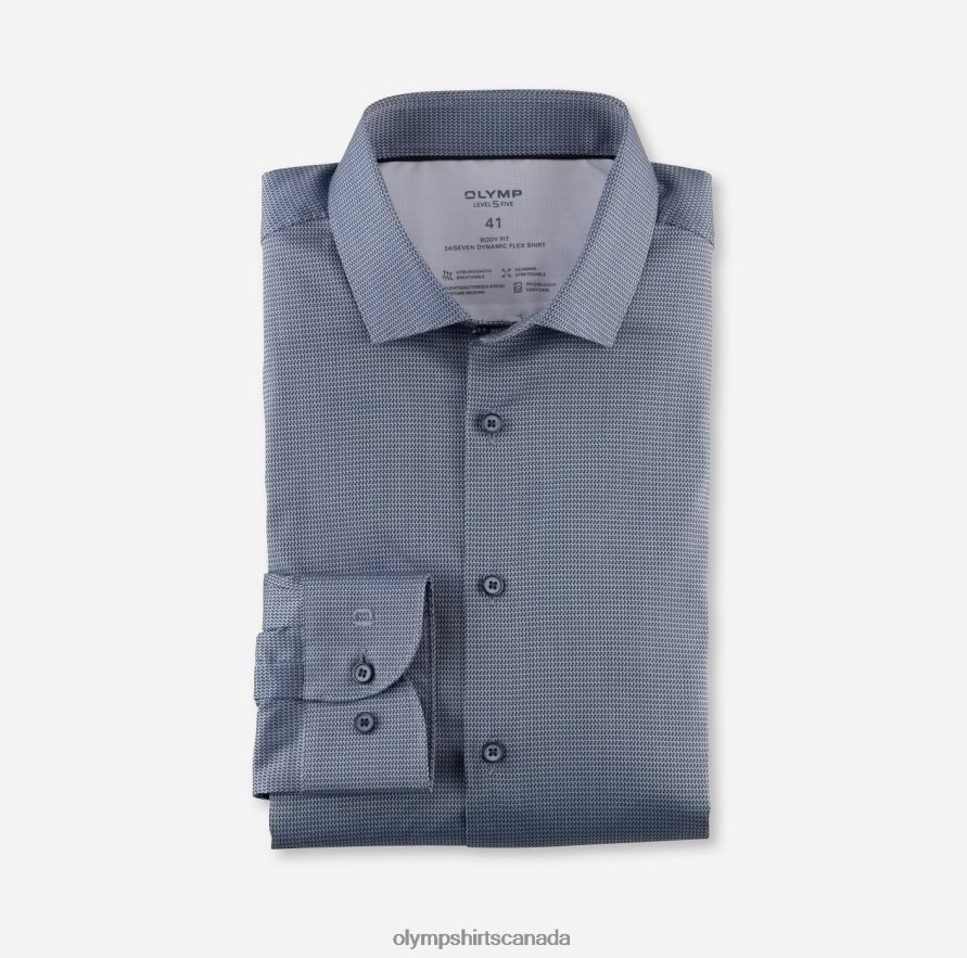OLYMP Level Five 24/Seven Body Fit, Business Shirt, Modern Kent, Marine H2P42H802 Clothing