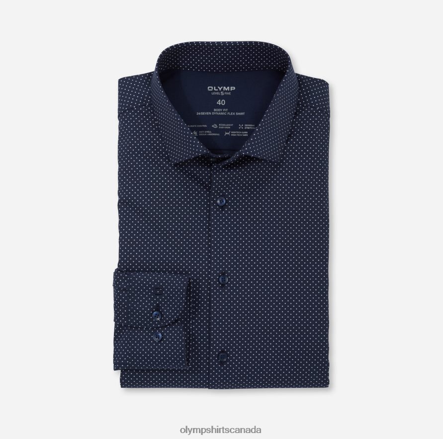 OLYMP Level Five 24/Seven Body Fit, Business Shirt, Modern Kent, Marine H2P42H831 Clothing
