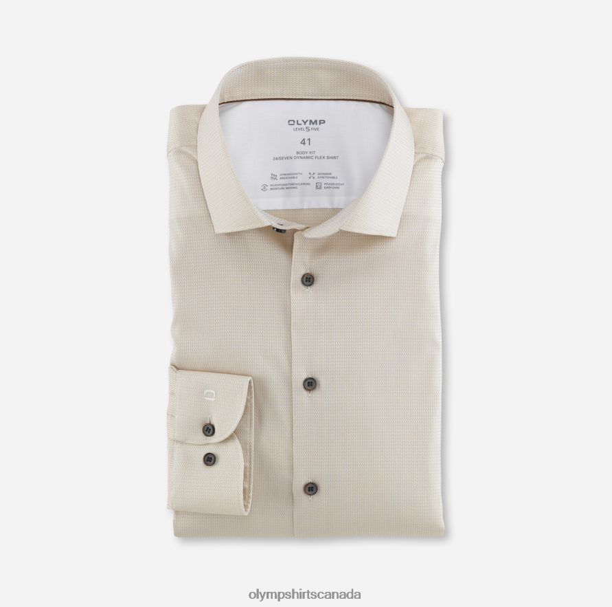OLYMP Level Five 24/Seven Body Fit, Business Shirt, Modern Kent, Natural H2P42H821 Clothing