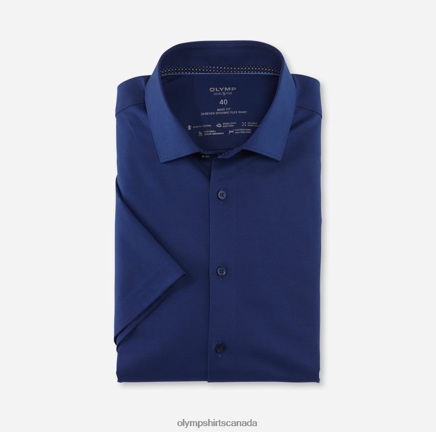 OLYMP Level Five 24/Seven Body Fit, Business Shirt, Modern Kent, Nuremberg Blue H2P42H596 Clothing