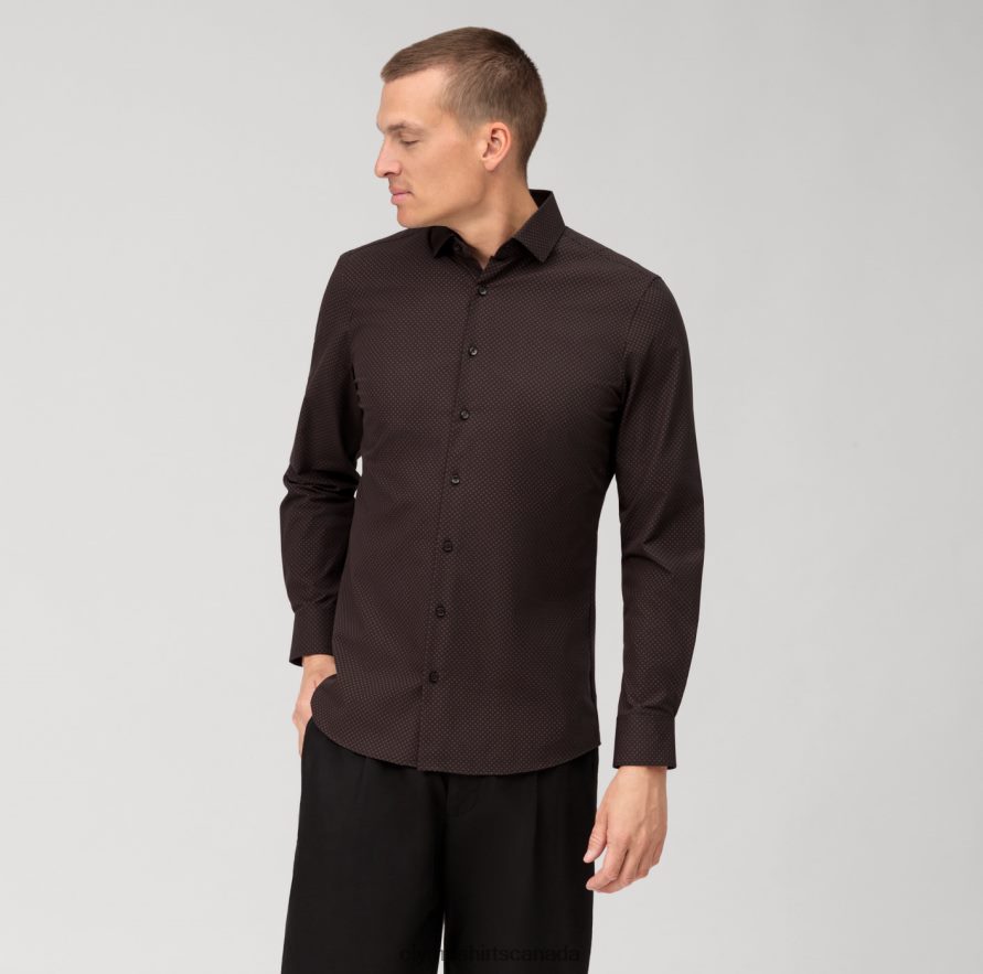 OLYMP Level Five 24/Seven Body Fit, Business Shirt, Modern Kent, Reddish Brown H2P42H540 Clothing
