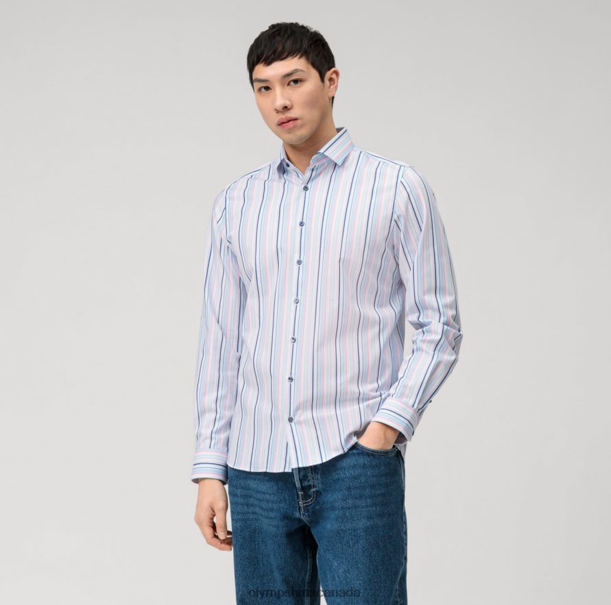 OLYMP Level Five 24/Seven Body Fit, Business Shirt, Modern Kent, Rose H2P42H707 Clothing