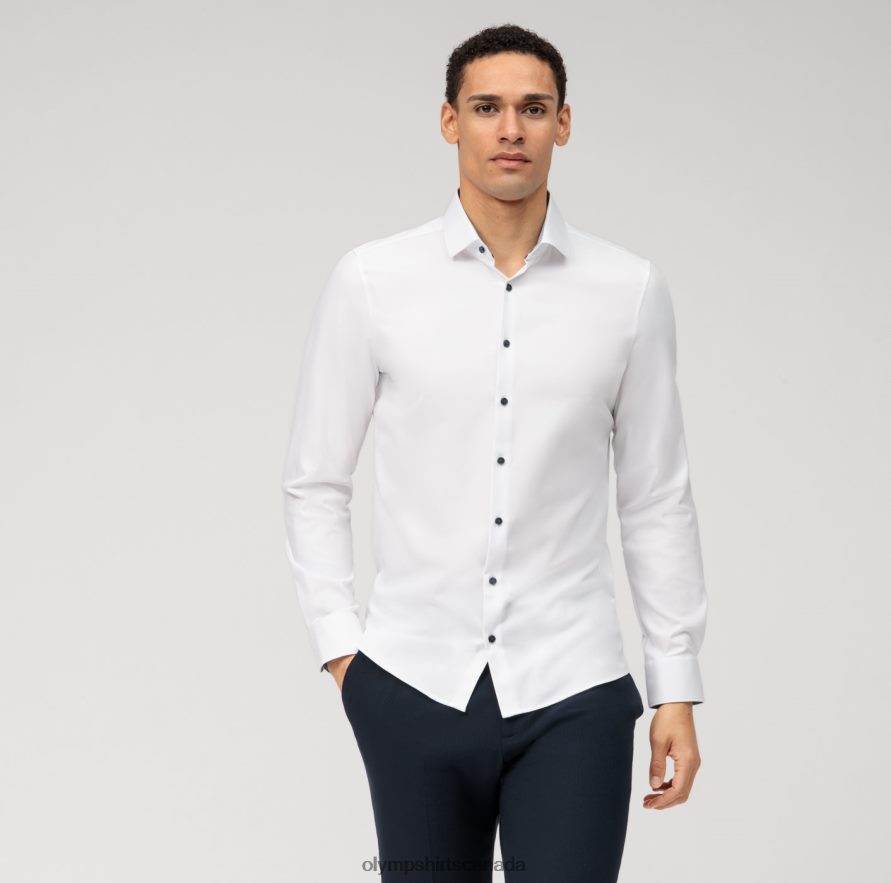 OLYMP Level Five 24/Seven Body Fit, Business Shirt, Modern Kent, White H2P42H397 Clothing