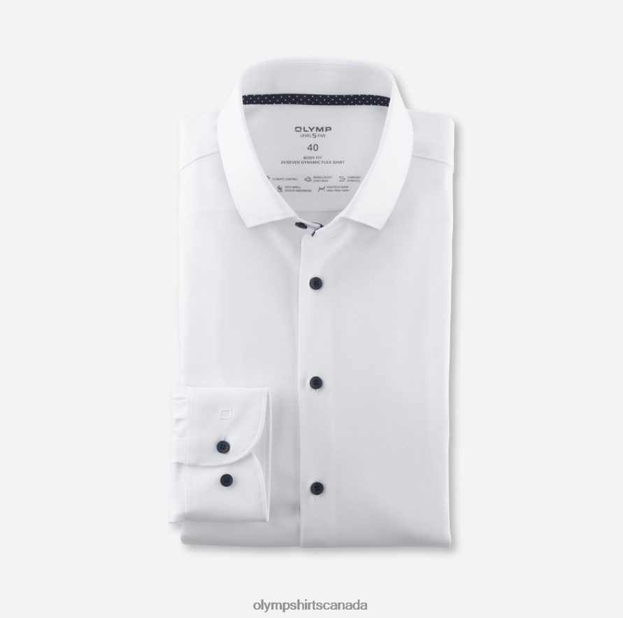 OLYMP Level Five 24/Seven Body Fit, Business Shirt, Modern Kent, White H2P42H440 Clothing