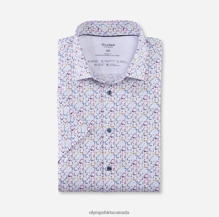 OLYMP Level Five 24/Seven Body Fit, Business Shirt, Modern Kent, White H2P42H710 Clothing