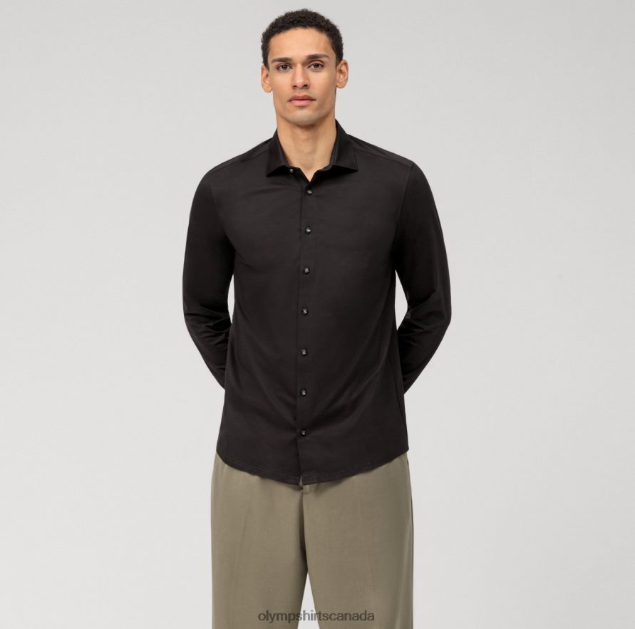 OLYMP Level Five 24/Seven Body Fit, Business Shirt, New York Kent, Black H2P42H389 Clothing