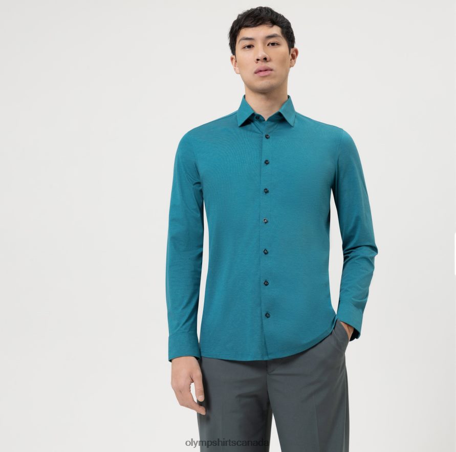 OLYMP Level Five 24/Seven Body Fit, Business Shirt, New York Kent, Emerald H2P42H586 Clothing