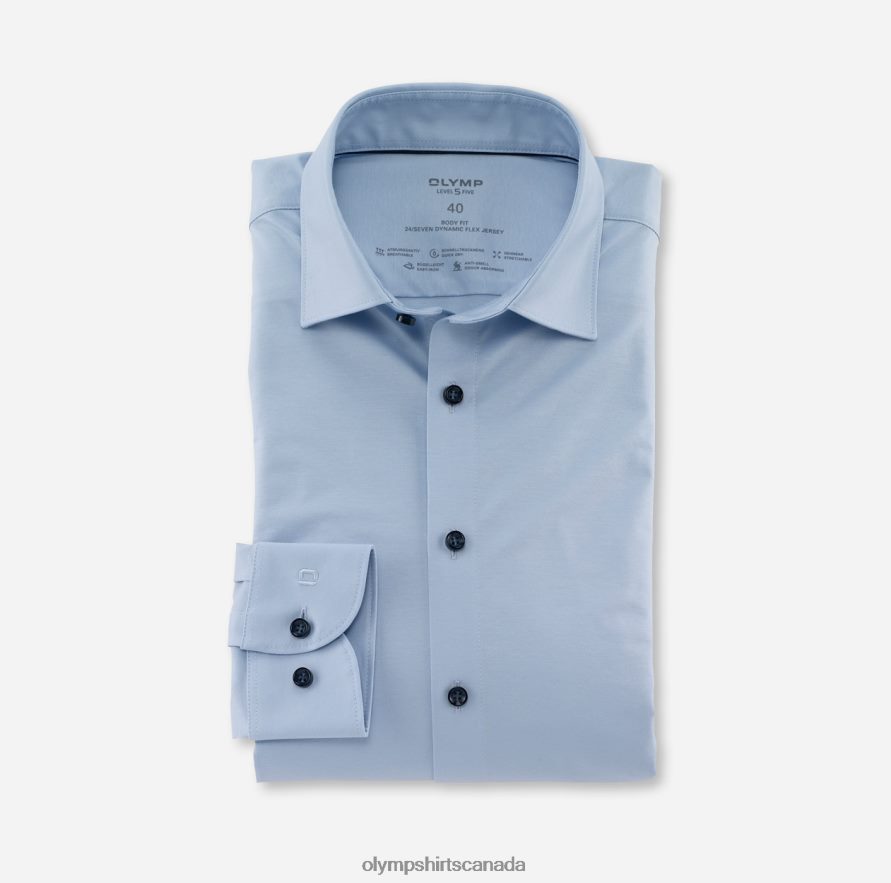 OLYMP Level Five 24/Seven Body Fit, Business Shirt, New York Kent, Light Blue H2P42H383 Clothing
