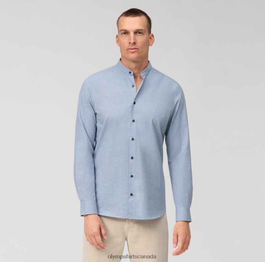 OLYMP Level Five 24/Seven Body Fit, Business Shirt, Stand-Up Collar, Bleu H2P42H434 Clothing