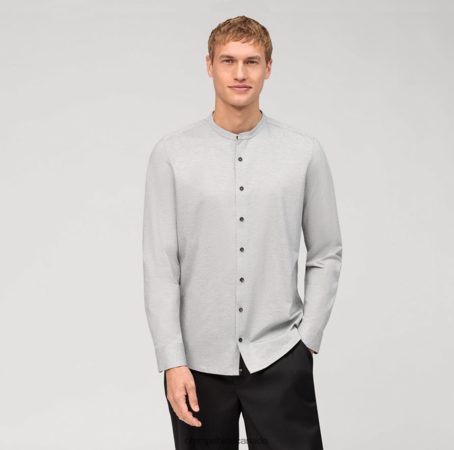 OLYMP Level Five 24/Seven Body Fit, Business Shirt, Stand-Up Collar, Olive H2P42H533 Clothing