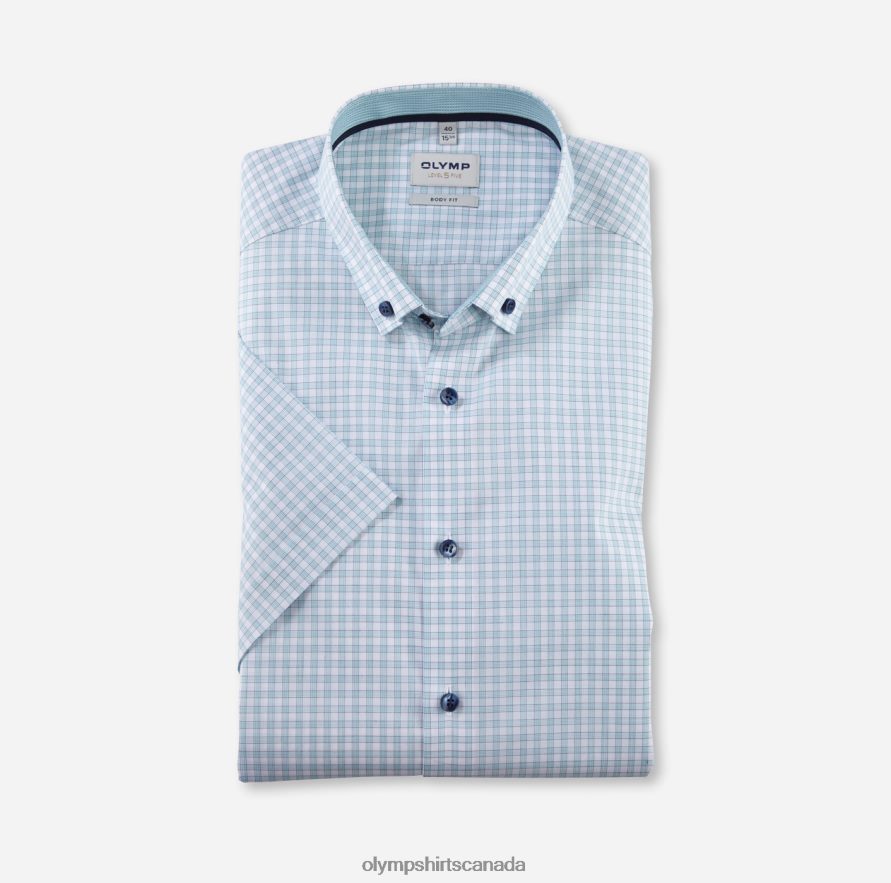 OLYMP Level Five Body Fit, Business Shirt, Button-Down, Emerald H2P42H704 Clothing