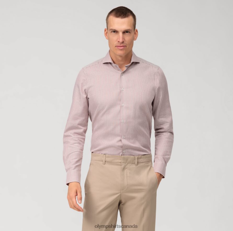 OLYMP Level Five Body Fit, Business Shirt, Cutaway, Red H2P42H474 Clothing