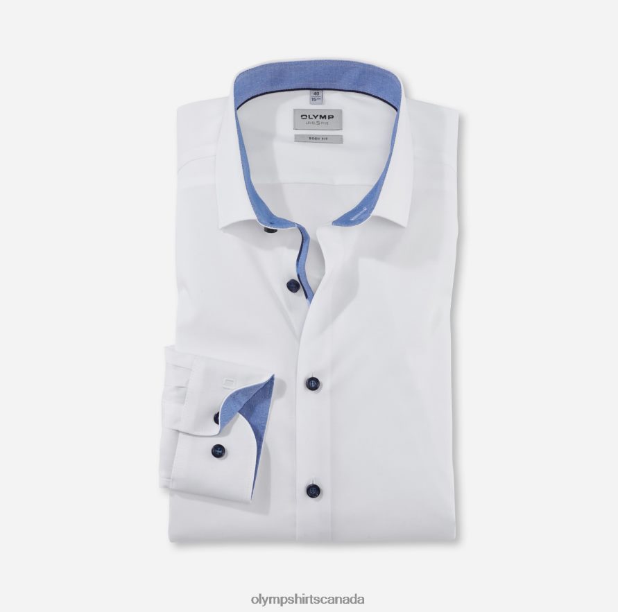 OLYMP Level Five Body Fit, Business Shirt, Long Sleeve Extra Long, Modern Kent, White H2P42H898 Clothing