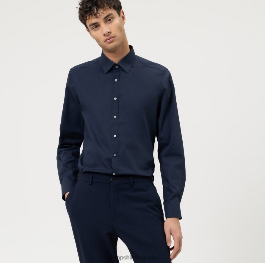 OLYMP Level Five Body Fit, Business Shirt, Long Sleeve Extra Long, New York Kent, Marine H2P42H913 Clothing