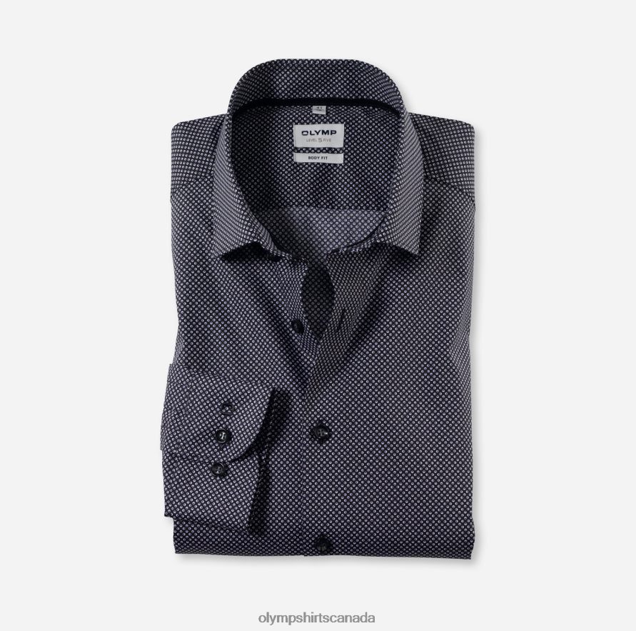 OLYMP Level Five Body Fit, Business Shirt, Modern Kent, Black H2P42H356 Clothing
