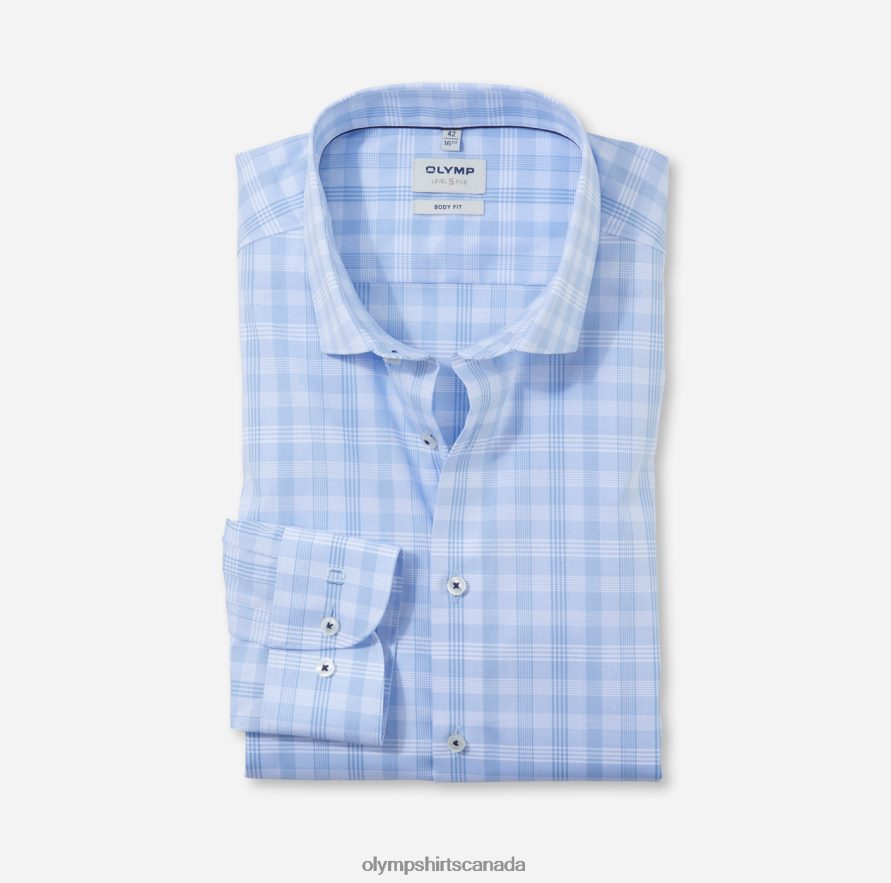OLYMP Level Five Body Fit, Business Shirt, Modern Kent, Bleu H2P42H408 Clothing