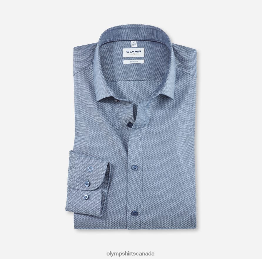 OLYMP Level Five Body Fit, Business Shirt, Modern Kent, Bleu H2P42H747 Clothing