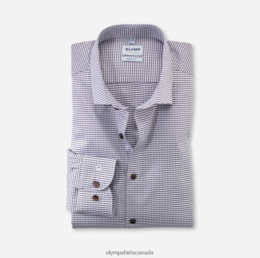 OLYMP Level Five Body Fit, Business Shirt, Modern Kent, Brown H2P42H814 Clothing