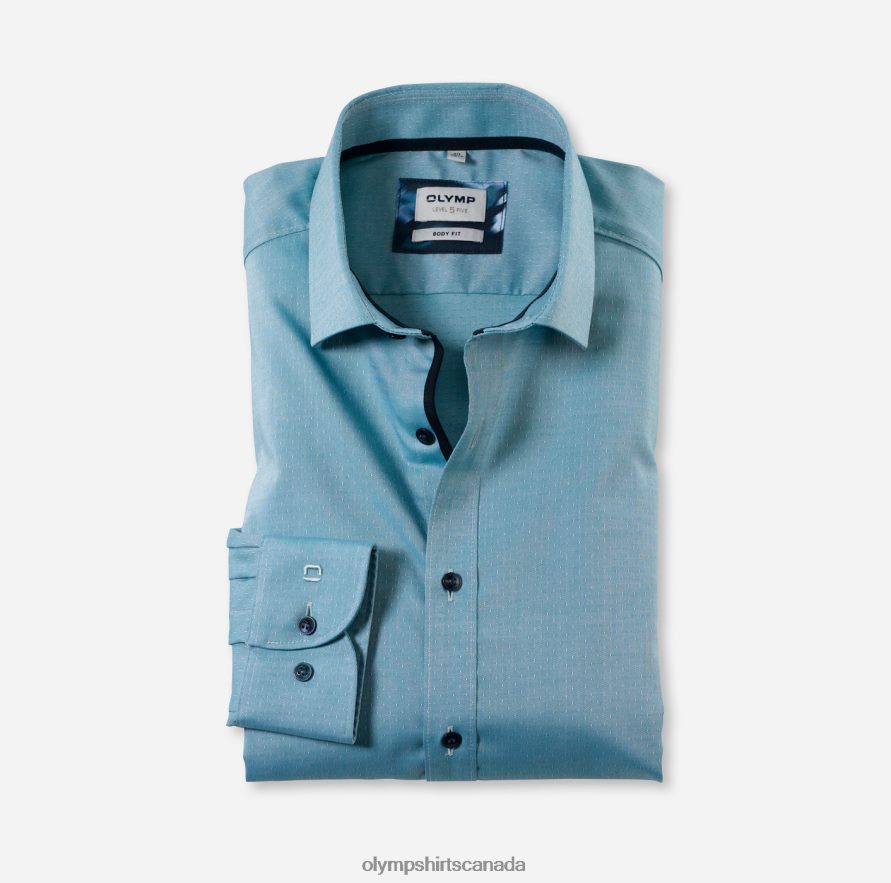 OLYMP Level Five Body Fit, Business Shirt, Modern Kent, Emerald H2P42H711 Clothing