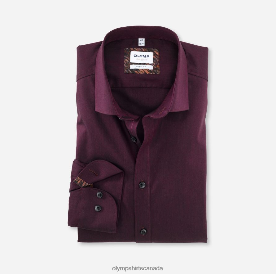 OLYMP Level Five Body Fit, Business Shirt, Modern Kent, Garnet H2P42H799 Clothing