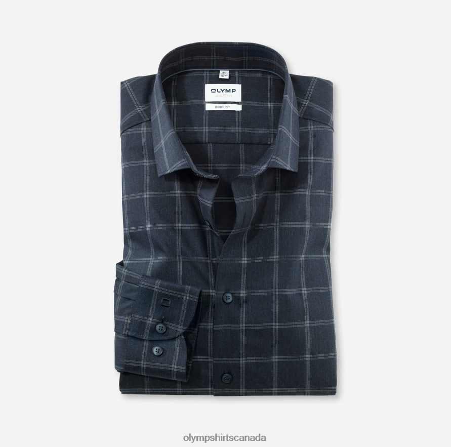 OLYMP Level Five Body Fit, Business Shirt, Modern Kent, Marine H2P42H620 Clothing