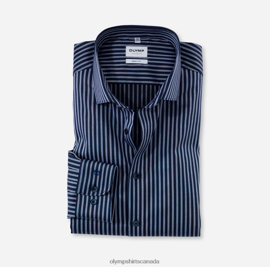 OLYMP Level Five Body Fit, Business Shirt, Modern Kent, Marine H2P42H823 Clothing