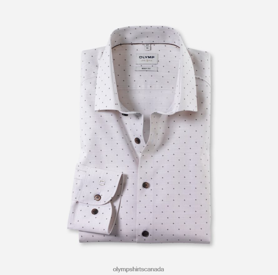 OLYMP Level Five Body Fit, Business Shirt, Modern Kent, Natural H2P42H346 Clothing