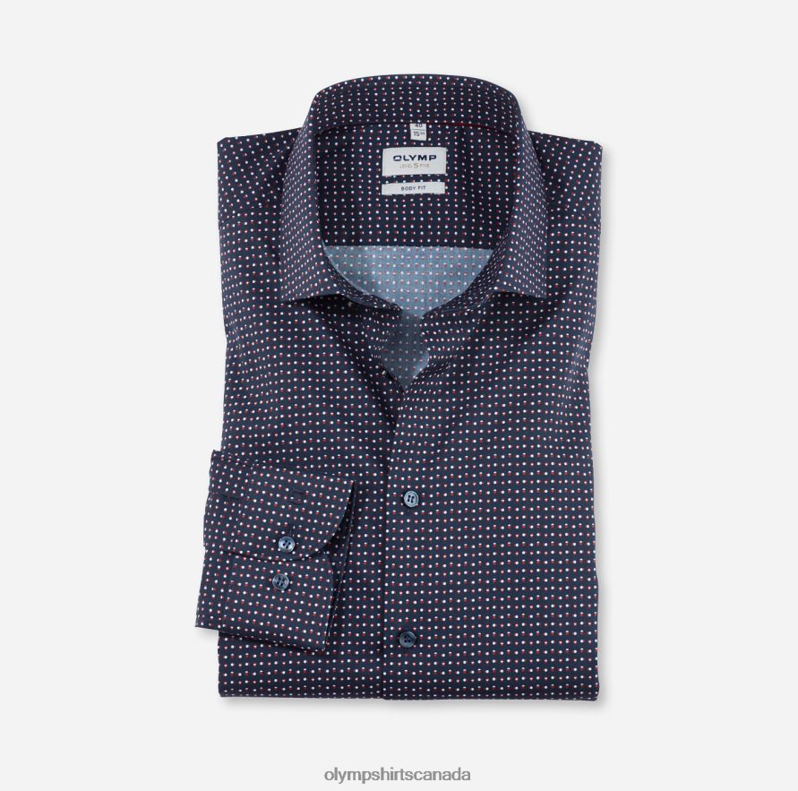 OLYMP Level Five Body Fit, Business Shirt, Modern Kent, Red H2P42H615 Clothing