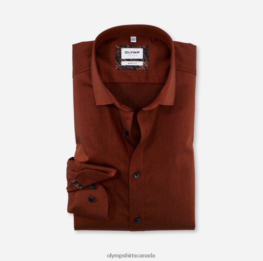 OLYMP Level Five Body Fit, Business Shirt, Modern Kent, Red Orange H2P42H801 Clothing