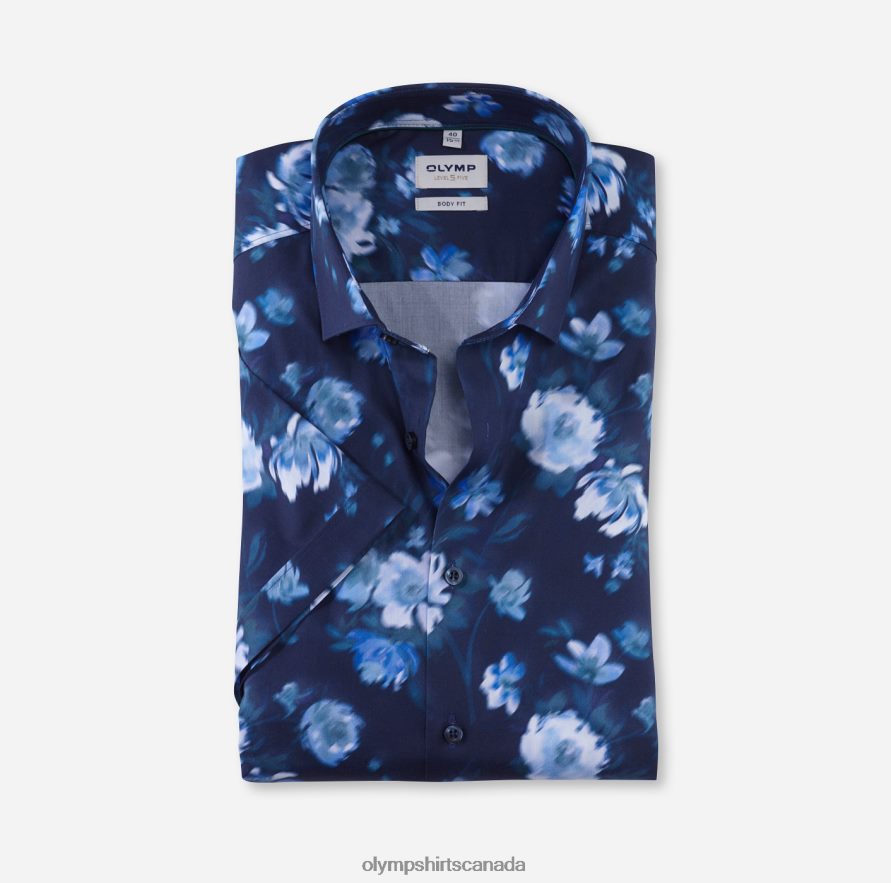 OLYMP Level Five Body Fit, Business Shirt, Modern Kent, Smoke Blue H2P42H366 Clothing