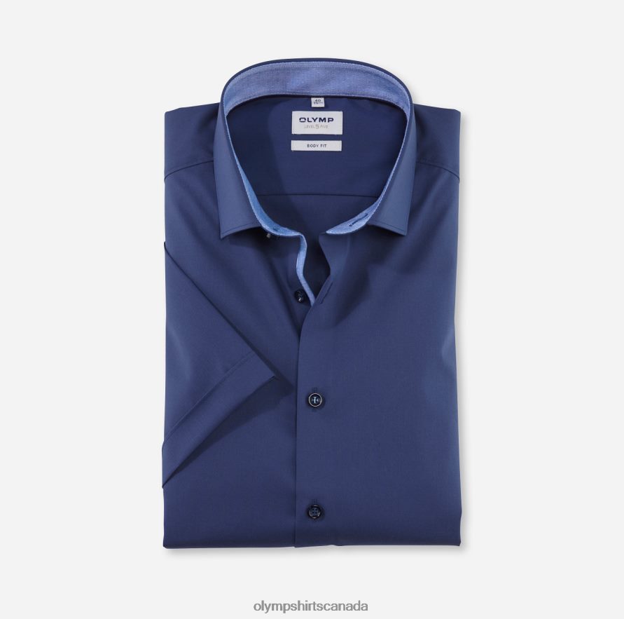 OLYMP Level Five Body Fit, Business Shirt, Modern Kent, Smoke Blue H2P42H538 Clothing