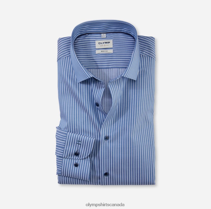 OLYMP Level Five Body Fit, Business Shirt, Modern Kent, Smoke Blue H2P42H770 Clothing