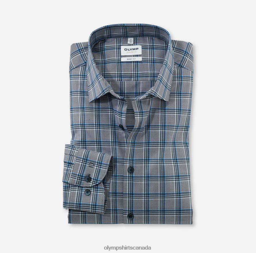 OLYMP Level Five Body Fit, Business Shirt, New York Kent, Bleu H2P42H411 Clothing