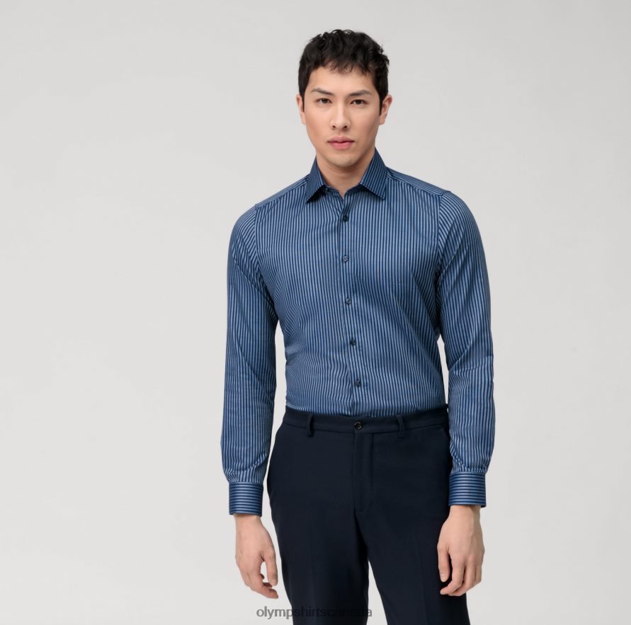 OLYMP Level Five Body Fit, Business Shirt, New York Kent, Bleu H2P42H532 Clothing